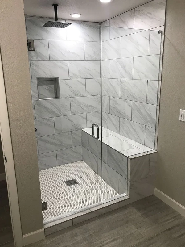 New bathroom shower with kitchen remodeling contractors. 